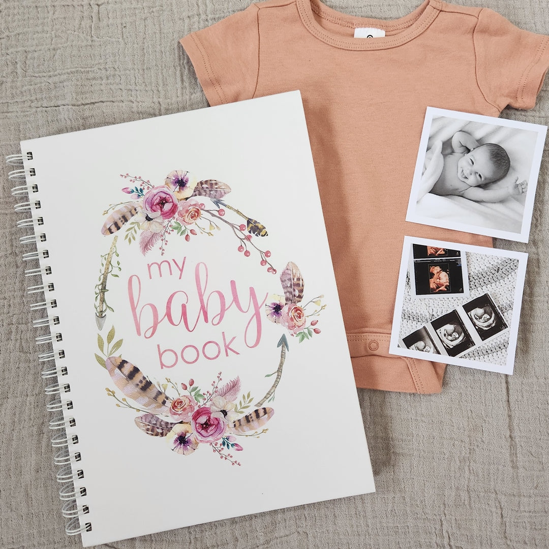 Boho Floral Baby Record Book