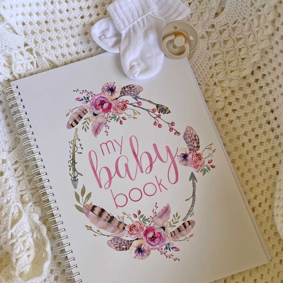 Boho Floral Baby Record Book