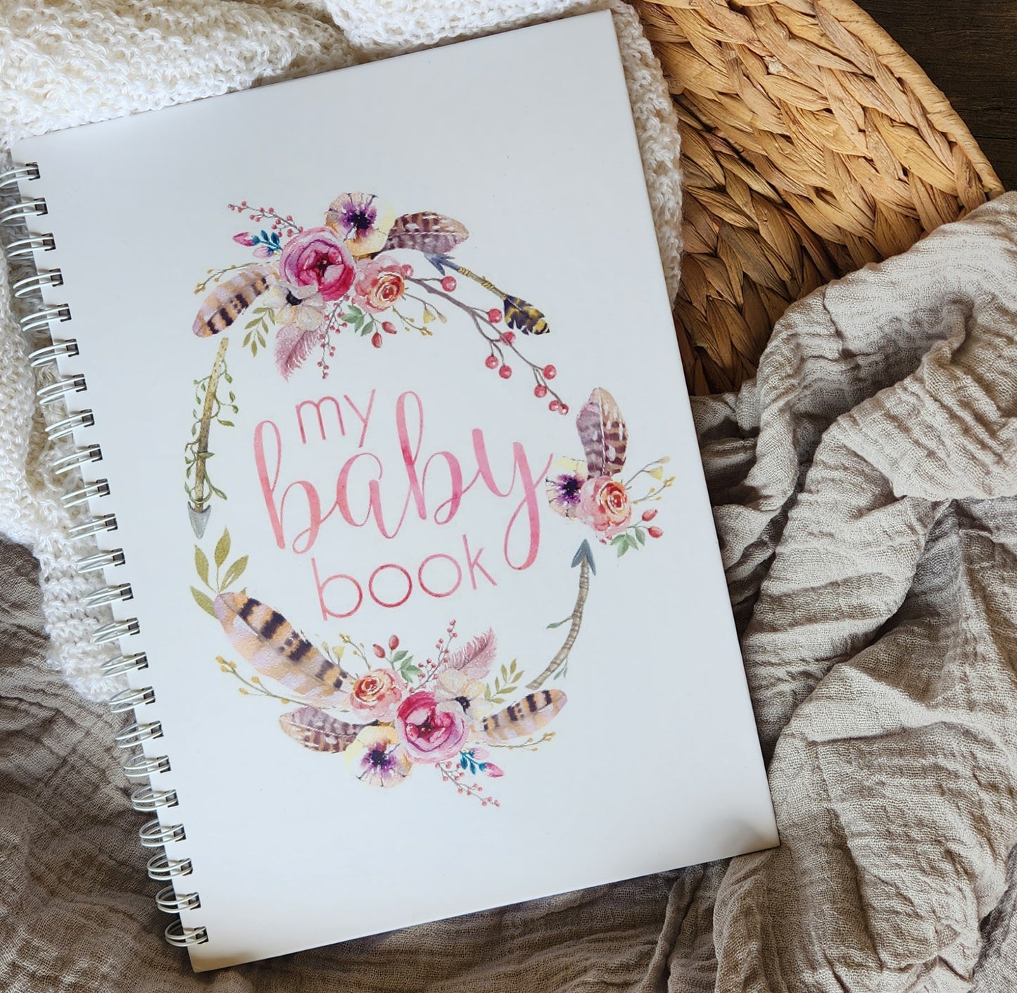 Boho Floral Baby Record Book