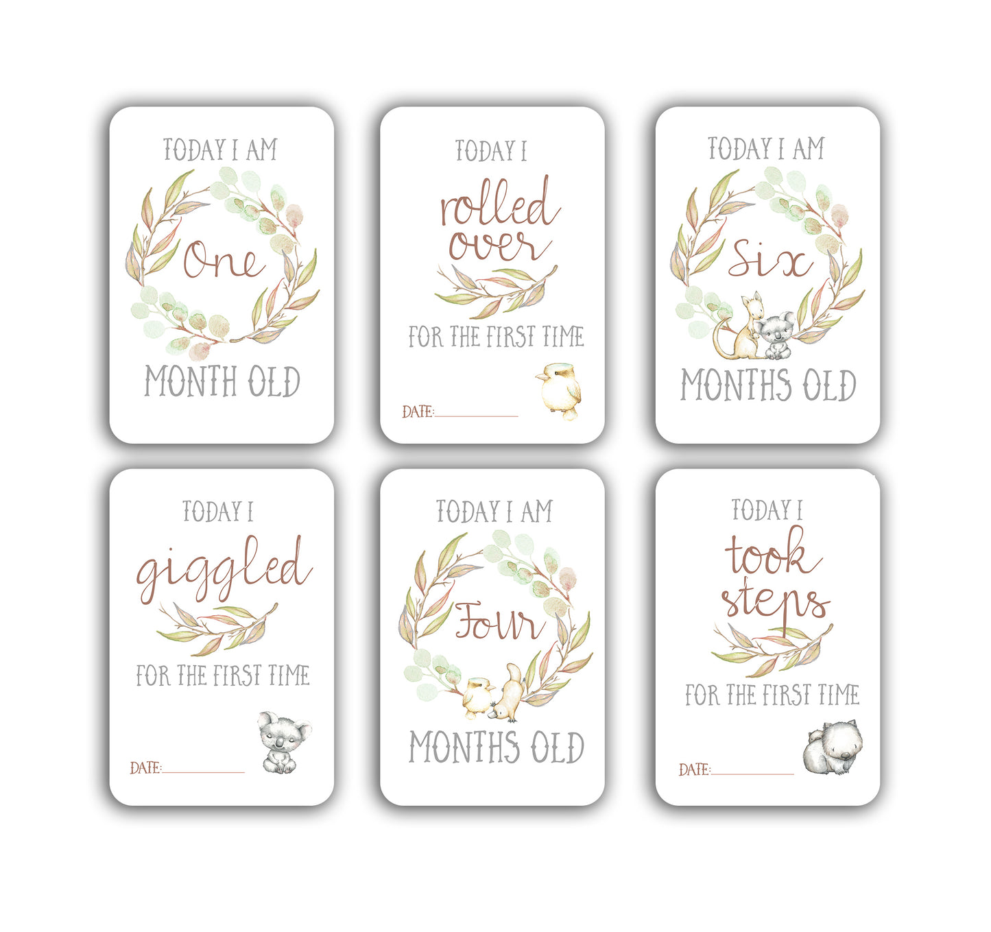 Australian Animals Baby Milestone Cards