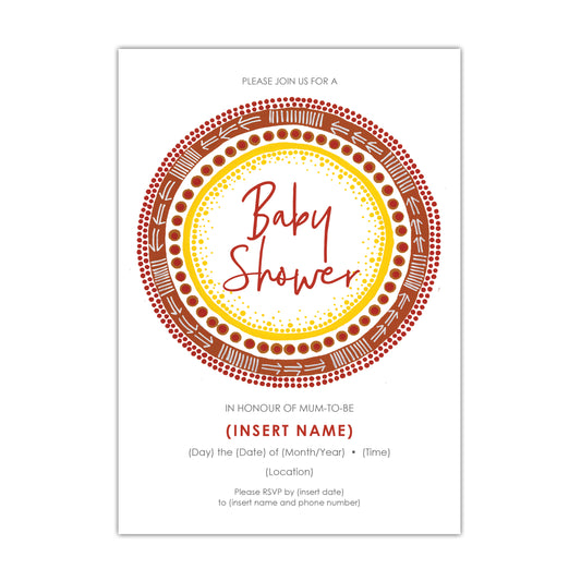 Aboriginal Art Baby Shower Invitation - CUSTOM DIGITAL DOWNLOAD