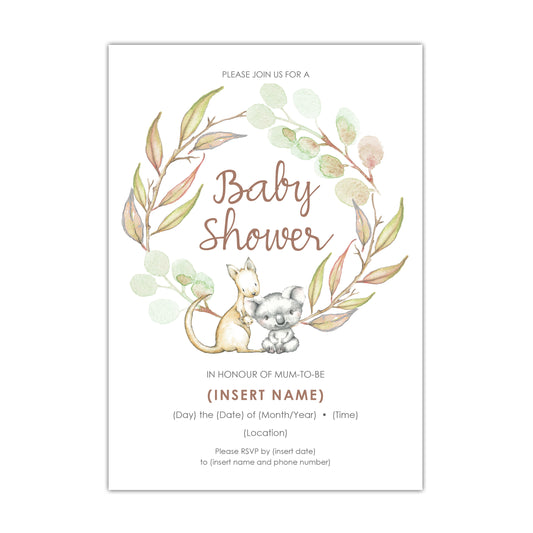 Australian Animals Baby Shower Invitation - CUSTOM DIGITAL DOWNLOAD