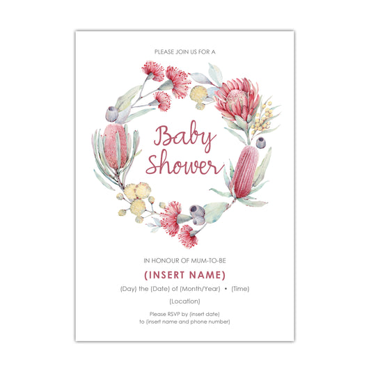 Australian Flora Baby Shower Invitation - CUSTOM DIGITAL DOWNLOAD