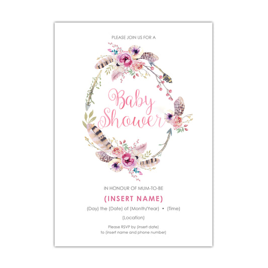 Boho Floral Baby Shower Invitation - CUSTOM DIGITAL DOWNLOAD