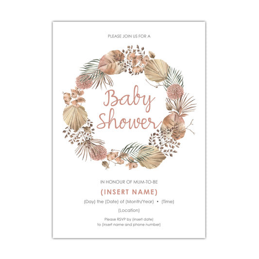 Dusty Rose Palm Baby Shower Invitation - CUSTOM DIGITAL DOWNLOAD