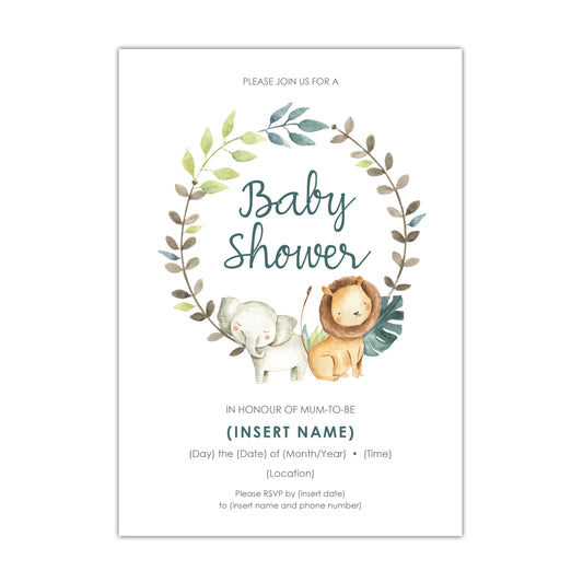 Jungle Safari Baby Shower Invitation - CUSTOM DIGITAL DOWNLOAD