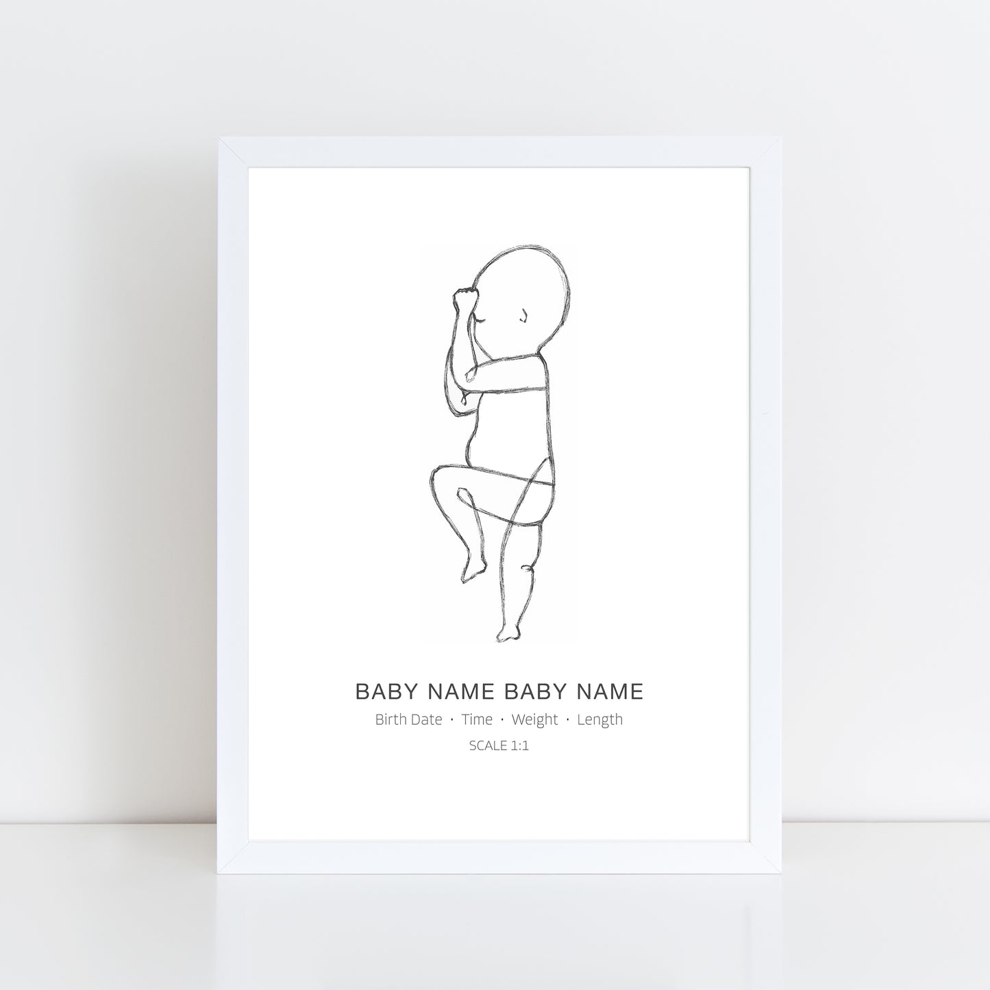 Sketch Newborn Line Drawing Birth Print Poster
