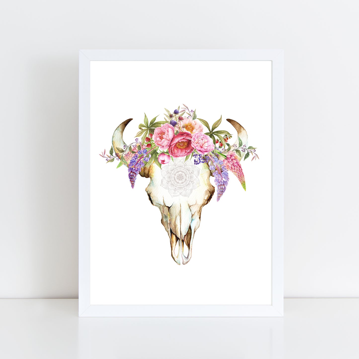 Tribal Cow Skull - Wall Art Print
