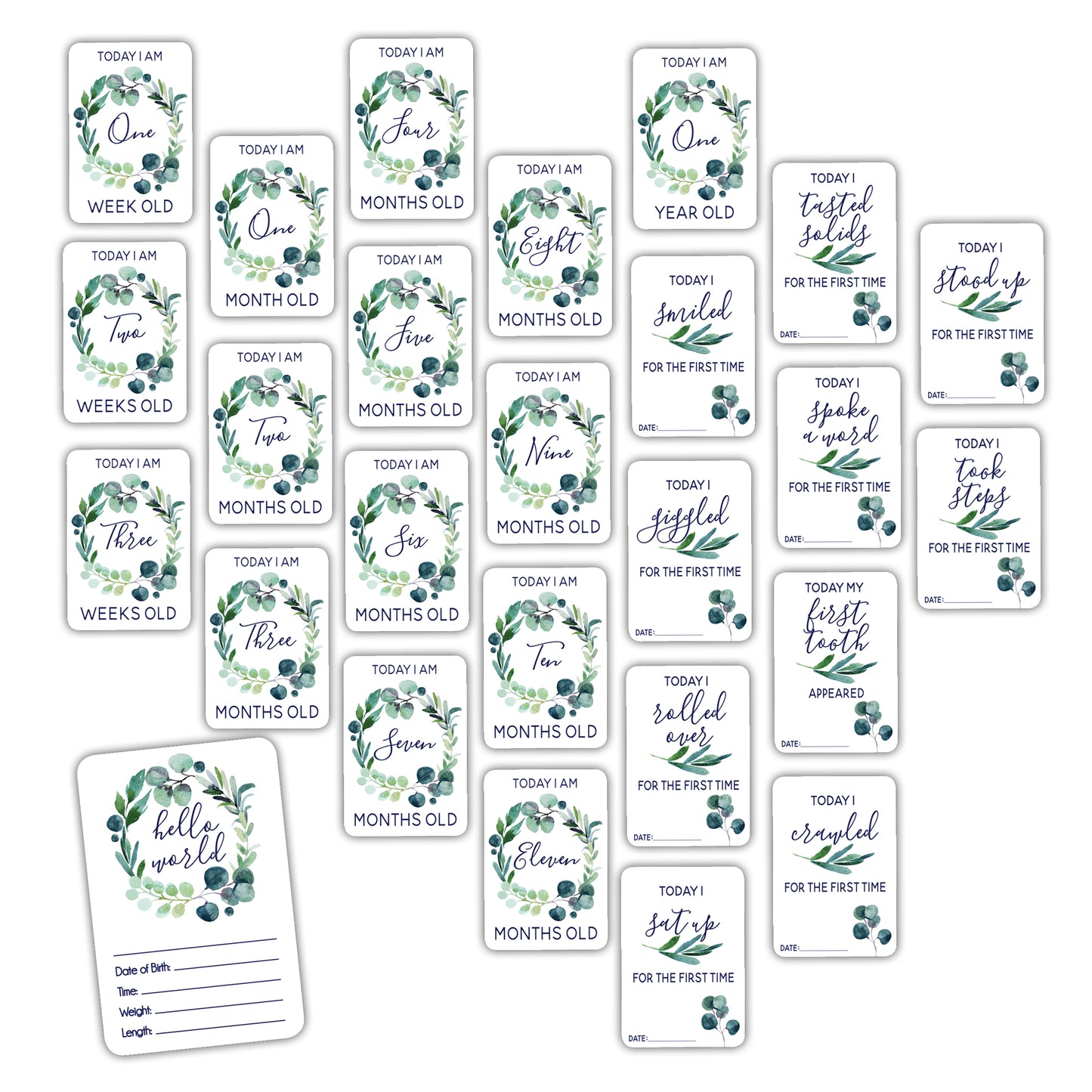 Eucalyptus Gum Leaf Baby Milestone Cards