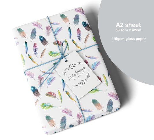 Watercolour Feathers Gift Wrap