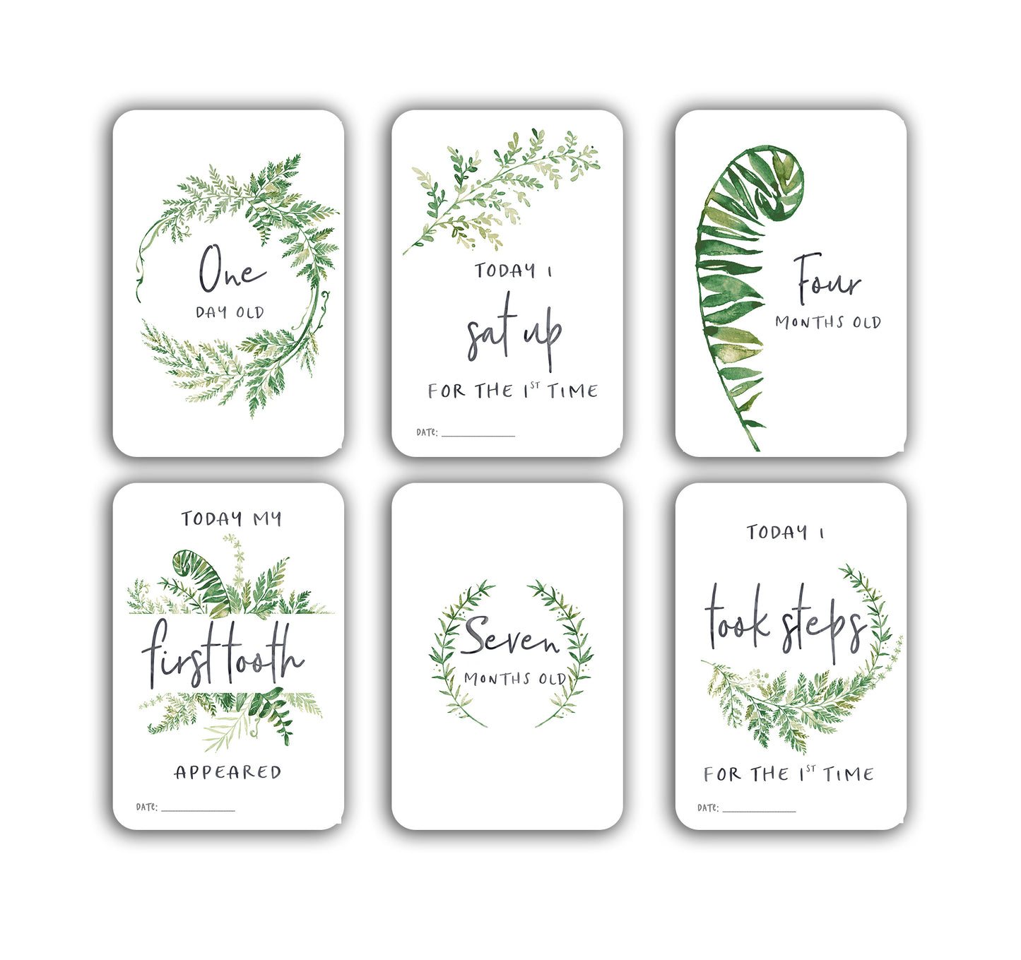 Fern Watercolour Baby Milestone Cards