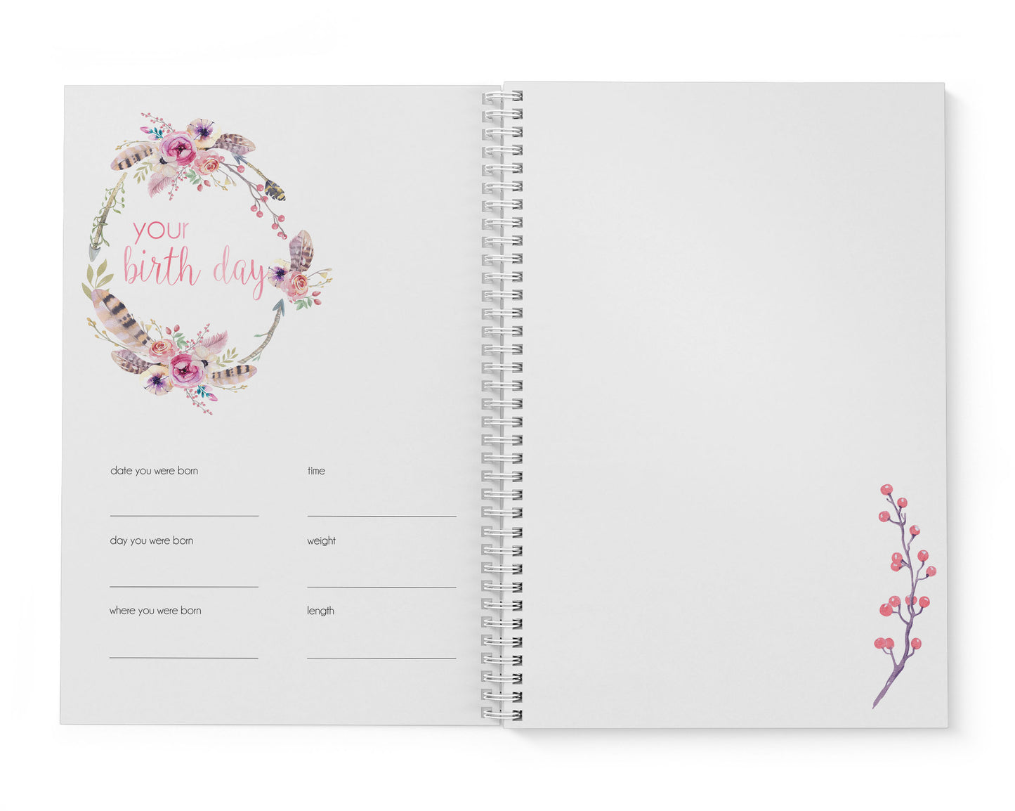 Boho Floral Baby Record Book