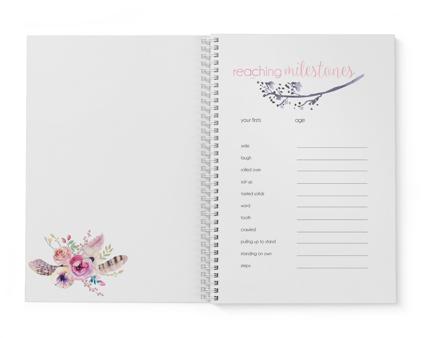 Boho Floral Baby Record Book