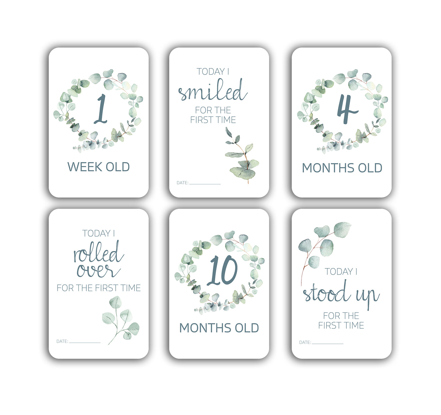 Pastel Eucalyptus Baby Milestone Cards