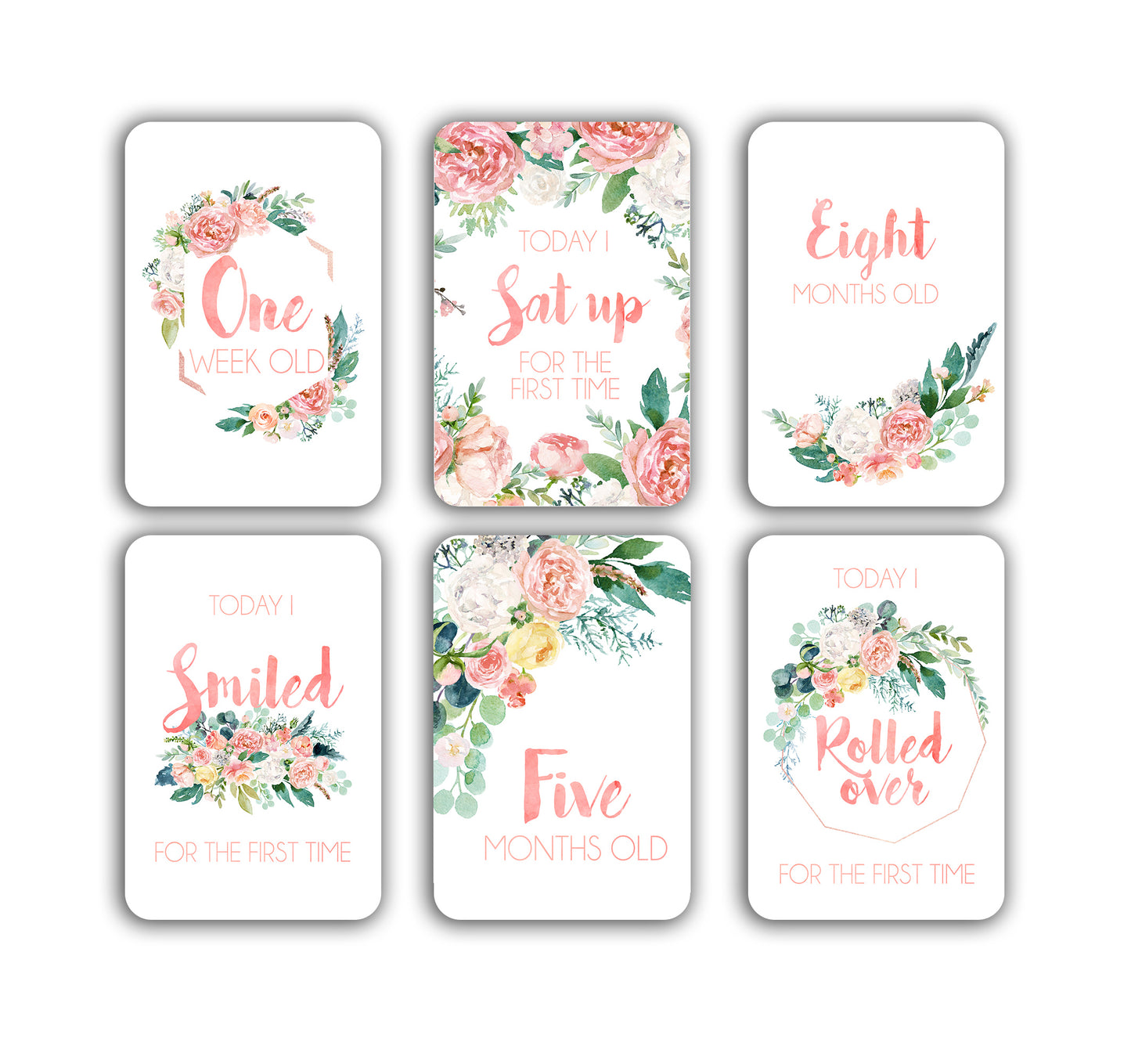 Peach Floral Baby Milestone Cards
