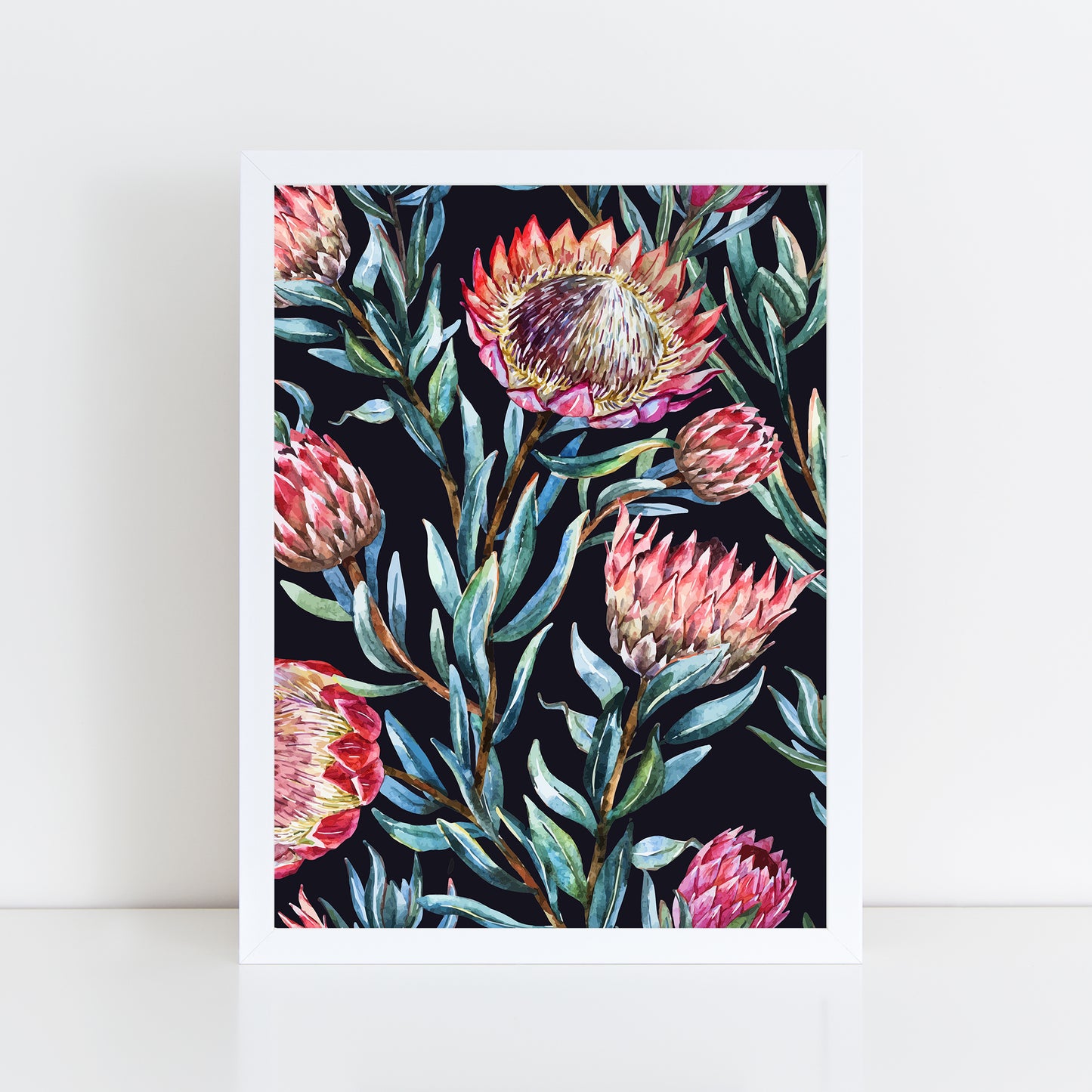 Protea Dark Background - Wall Art Print