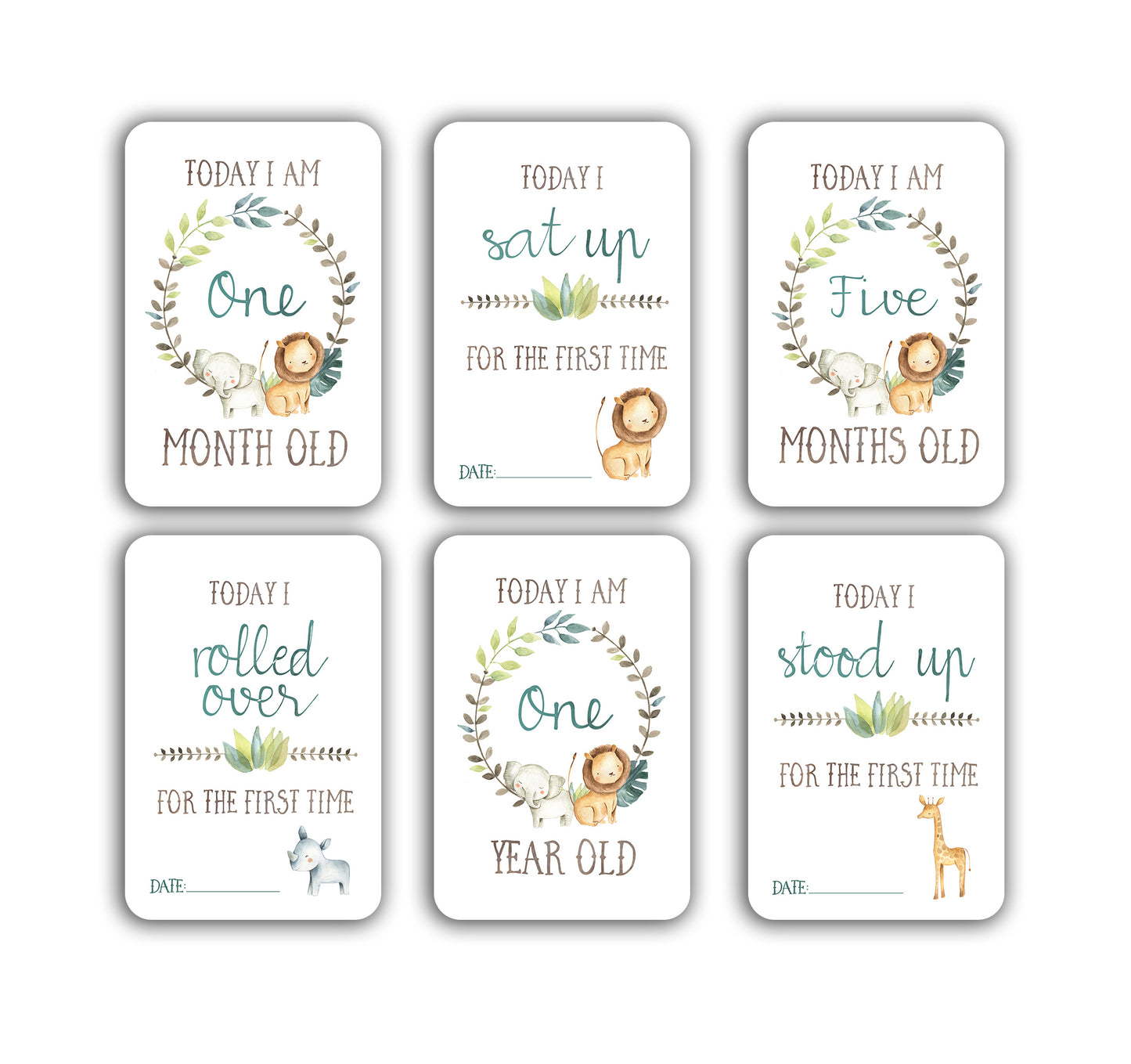 Jungle Safari Baby Milestone Cards