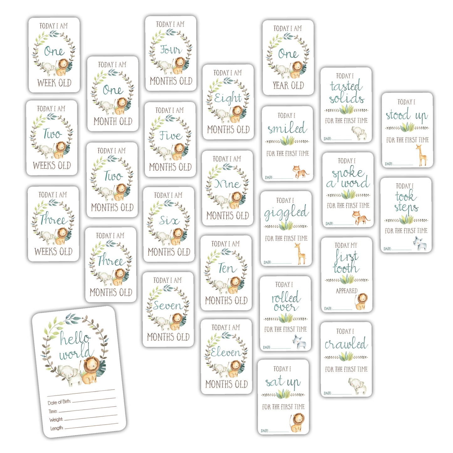 Jungle Safari Baby Milestone Cards