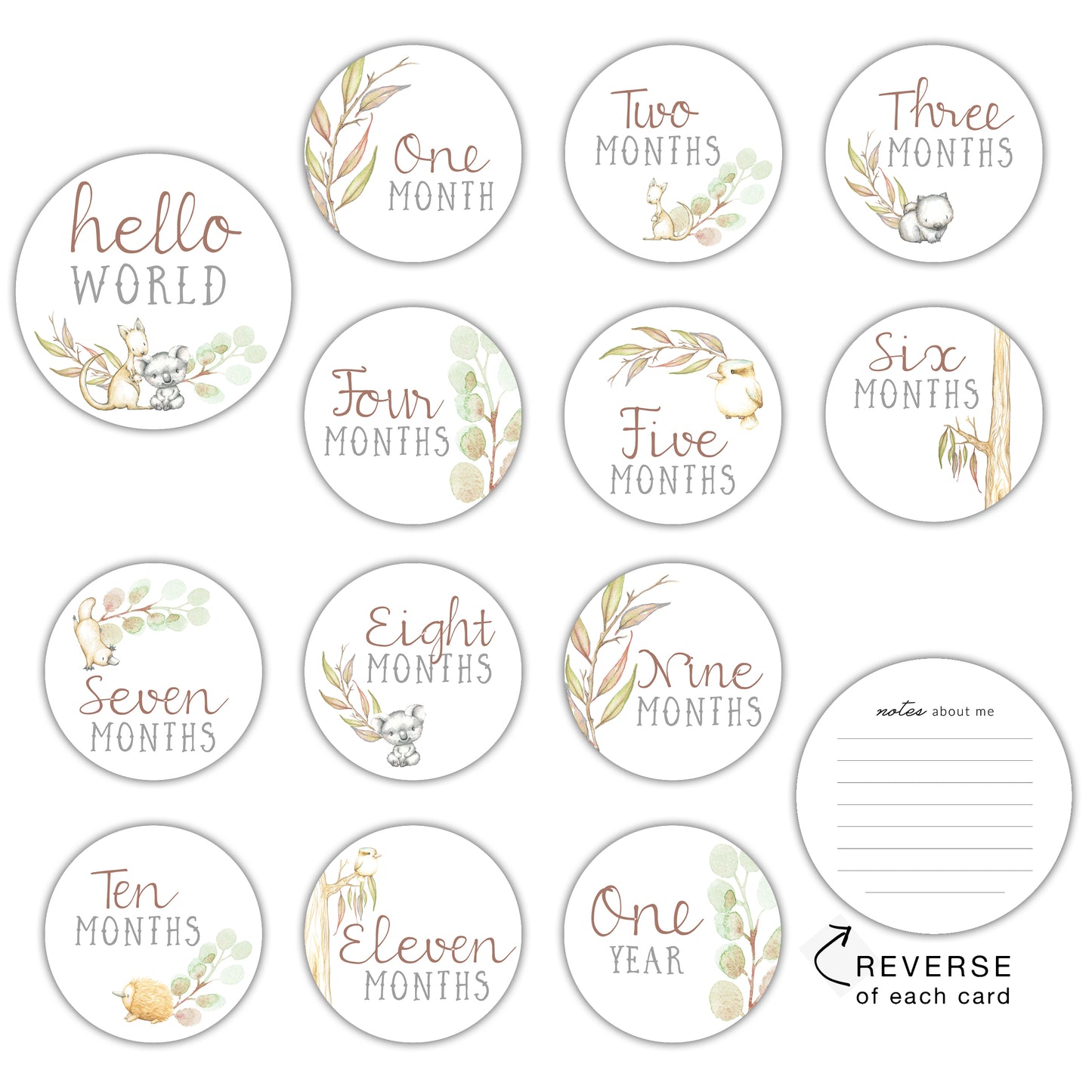Australian Animals Round Milestone Cards