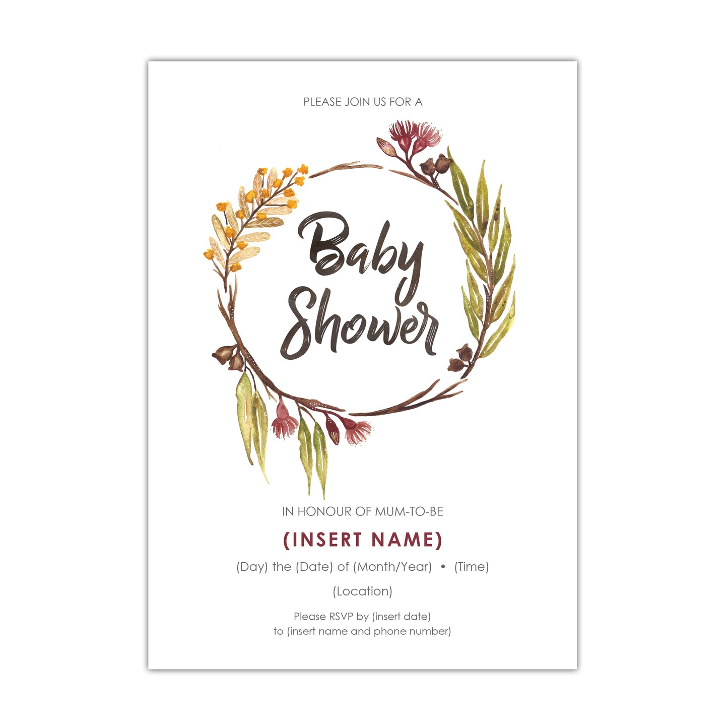 Australiana Baby Shower Invitation - CUSTOM DIGITAL DOWNLOAD