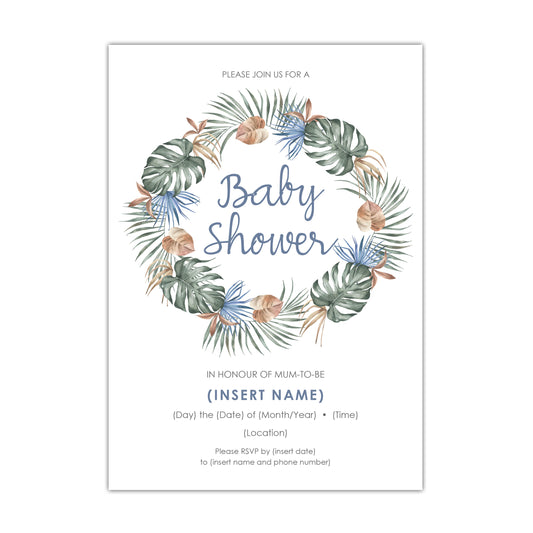 Tropical Coastal Palm Baby Shower Invitation - CUSTOM DIGITAL DOWNLOAD