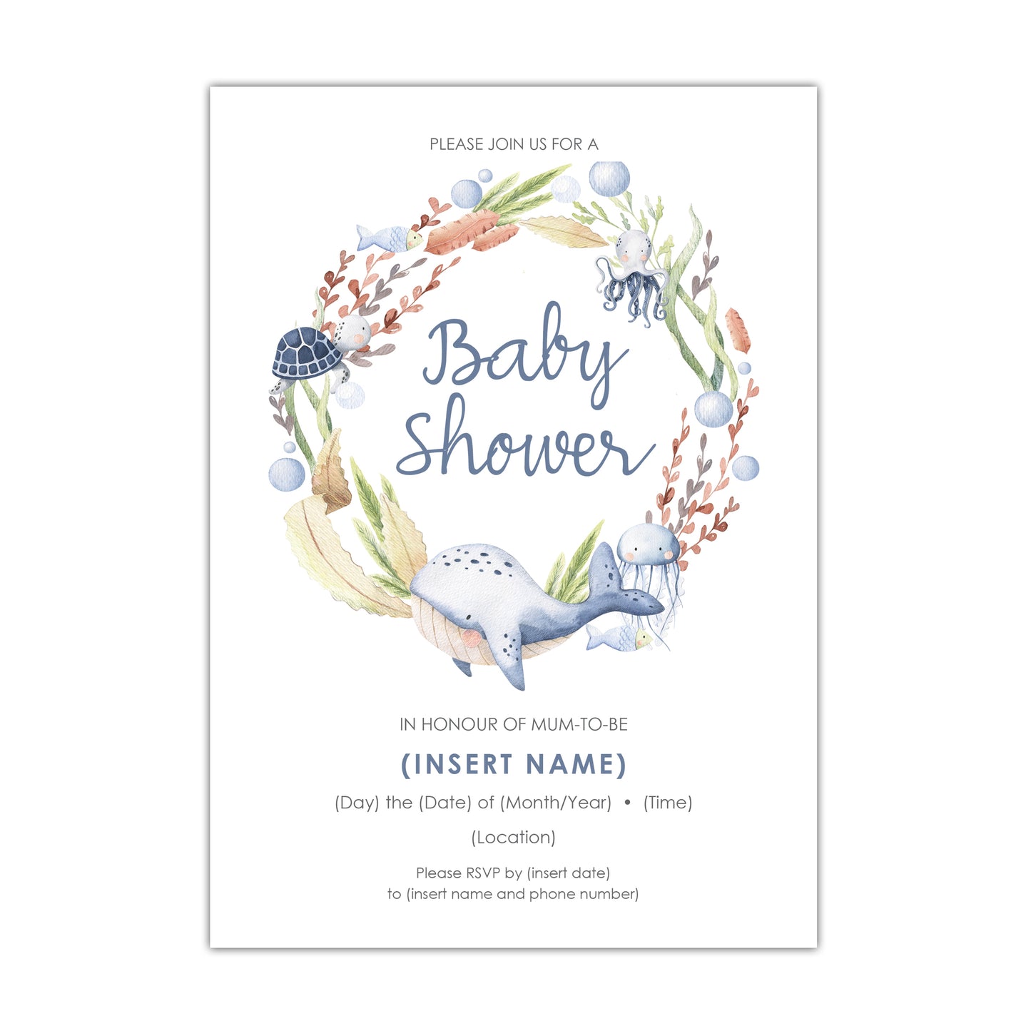 Under the Sea Baby Shower Invitation - CUSTOM DIGITAL DOWNLOAD