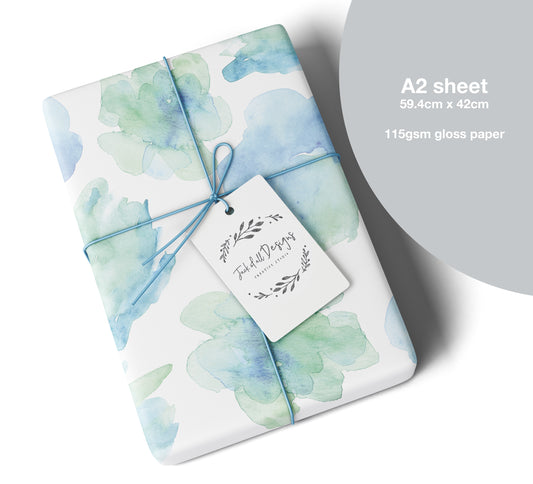 Blue Watercolour Gift Wrap