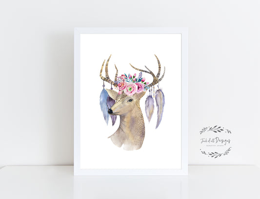 Boho Deer - Wall Art Print