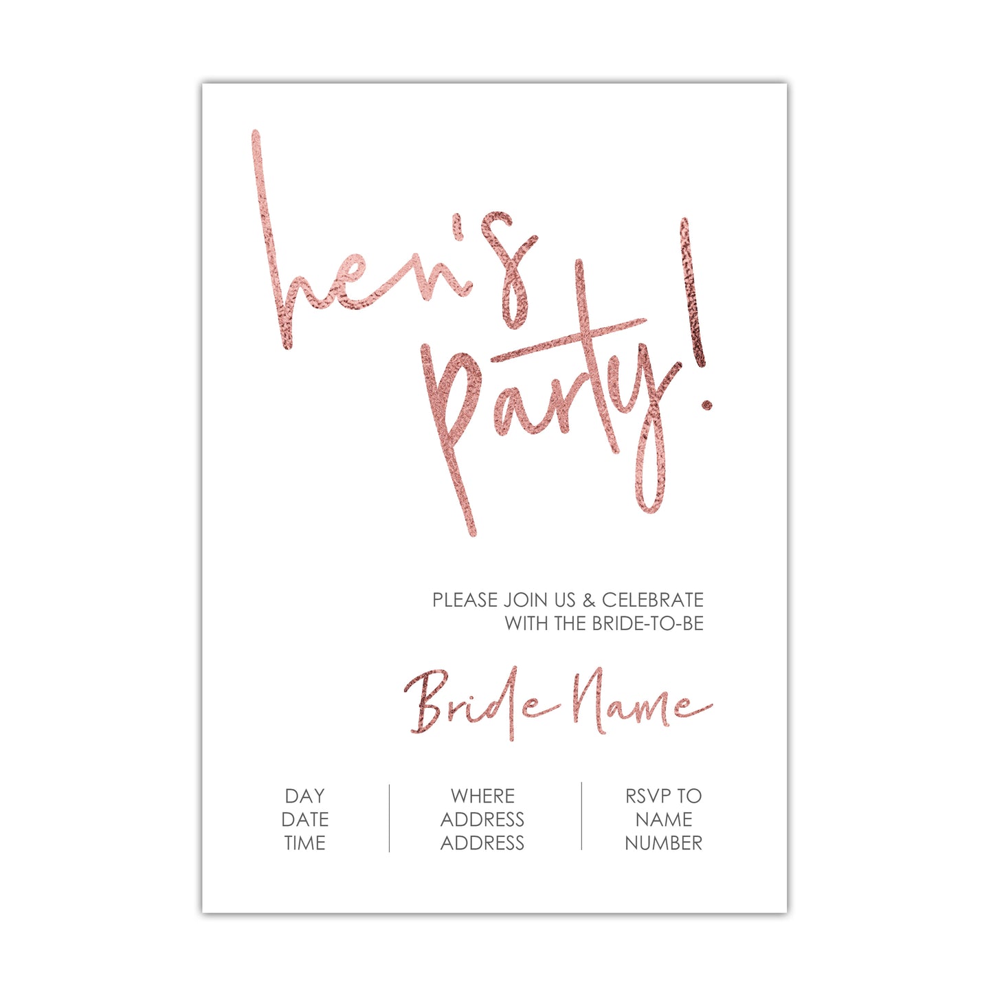 Rose Gold Hen's Party/Bridal Shower Invitation - CUSTOM DIGITAL DOWNLOAD