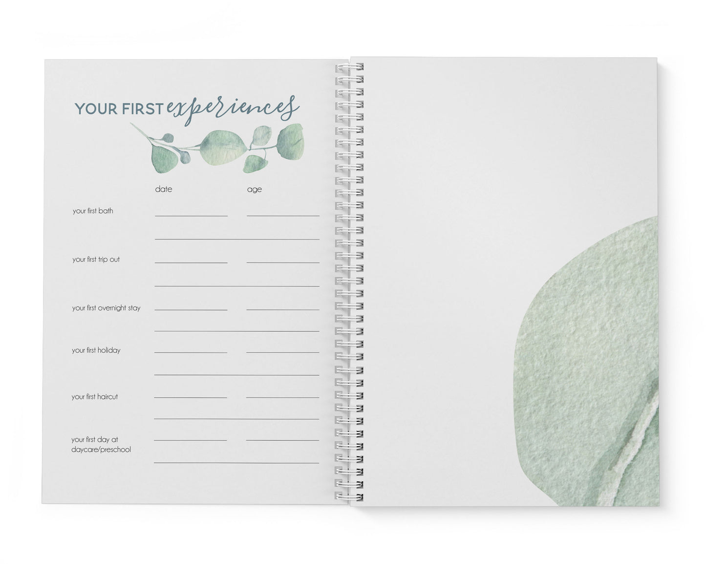 Pastel Eucalyptus Baby Record Book