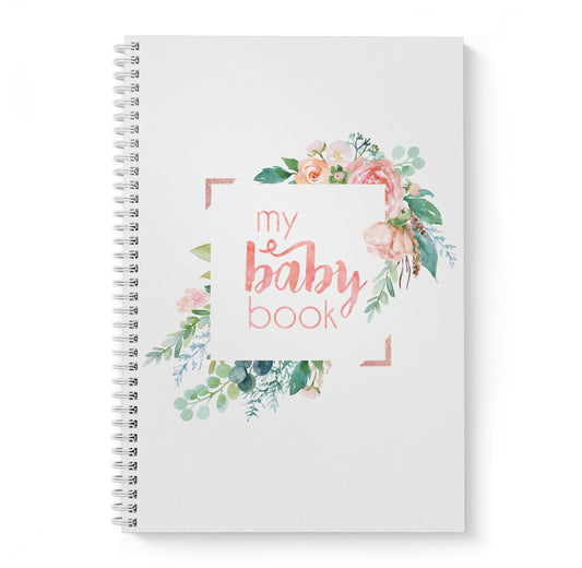 Peach Floral Baby Record Book