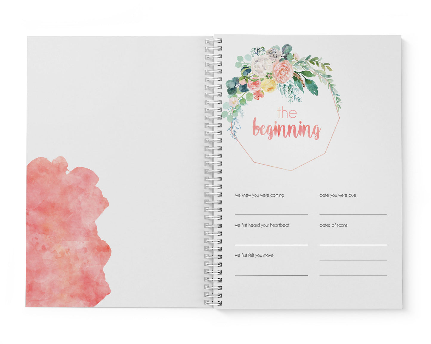 Peach Floral Baby Record Book