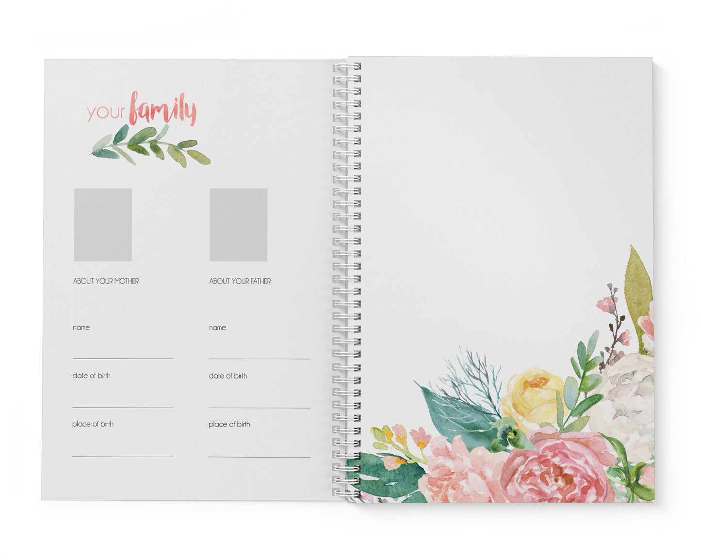 Peach Floral Baby Record Book