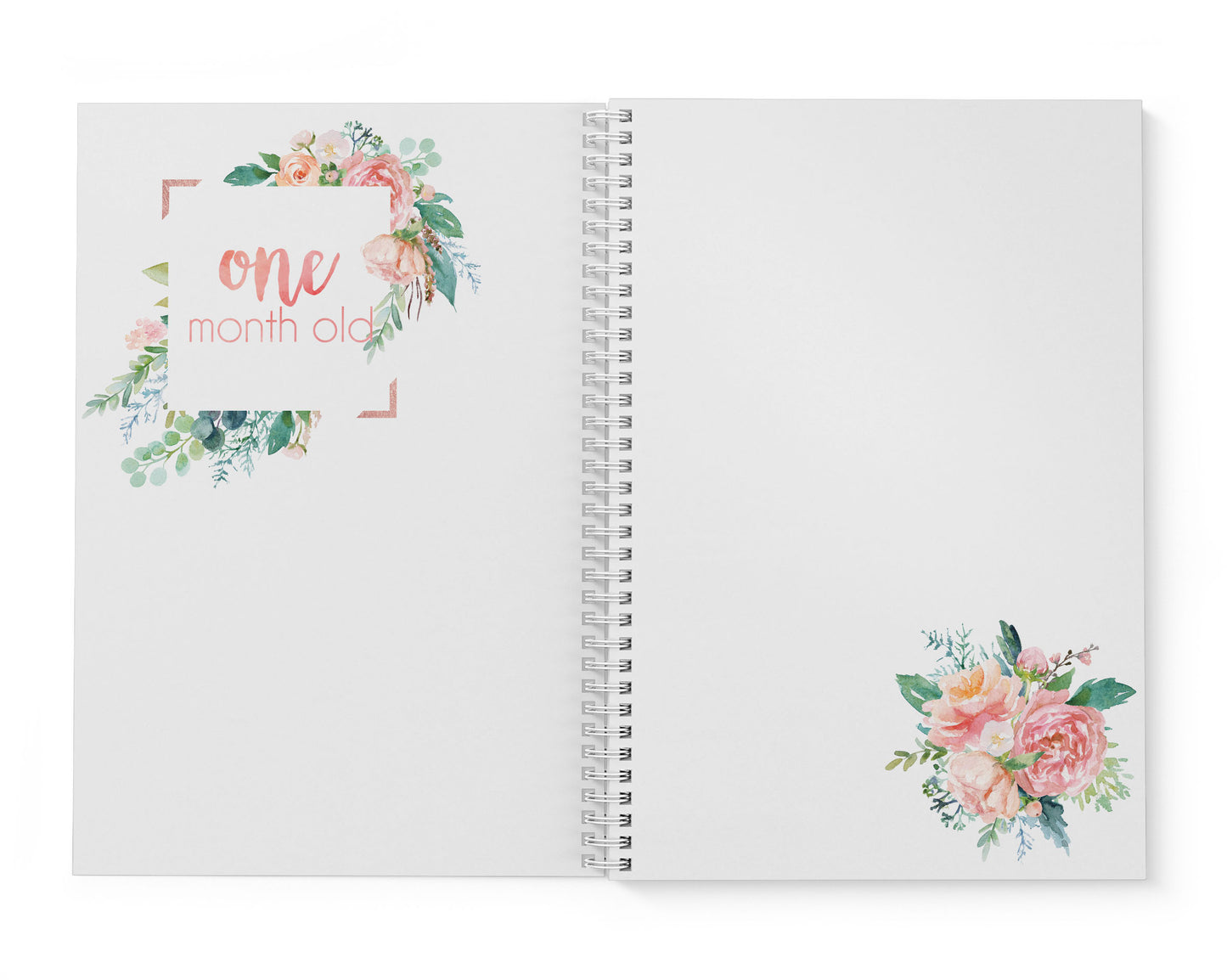 Peach Floral Baby Record Book
