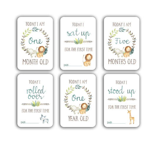 Jungle Safari Baby Milestone Cards