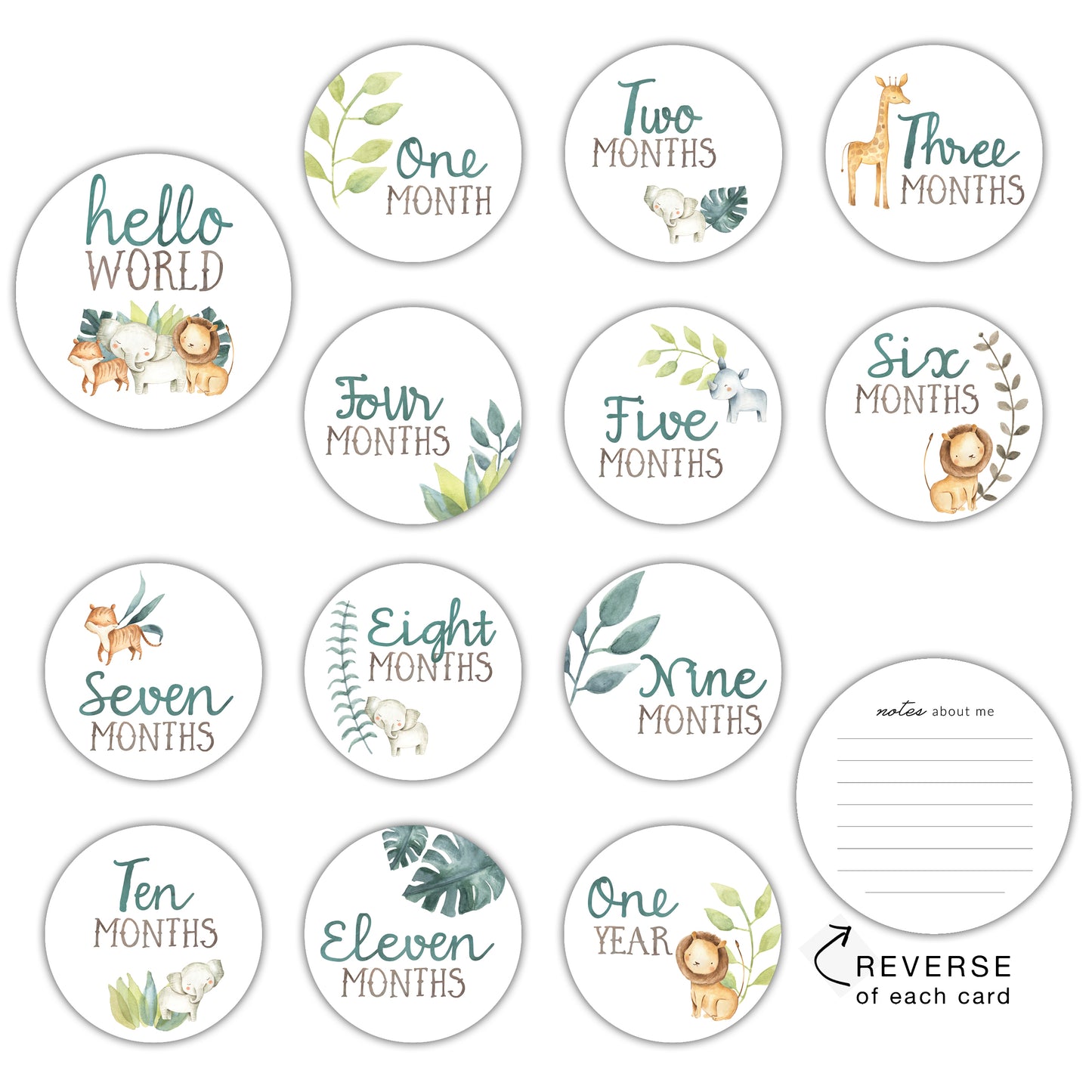 Jungle Safari Round Milestone Cards