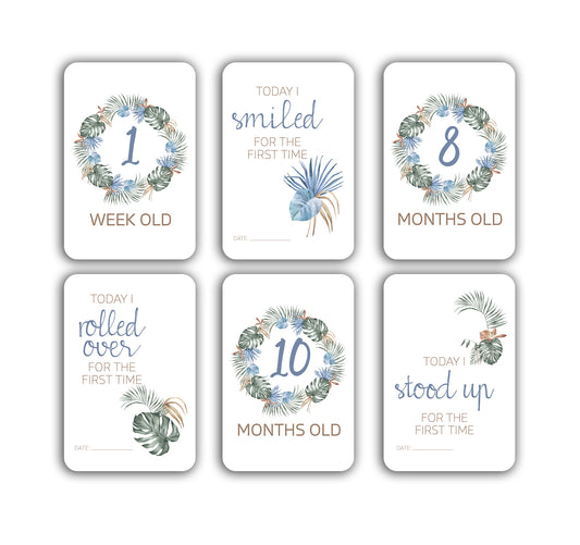 Tropical Coastal Palm Baby Milestone Cards