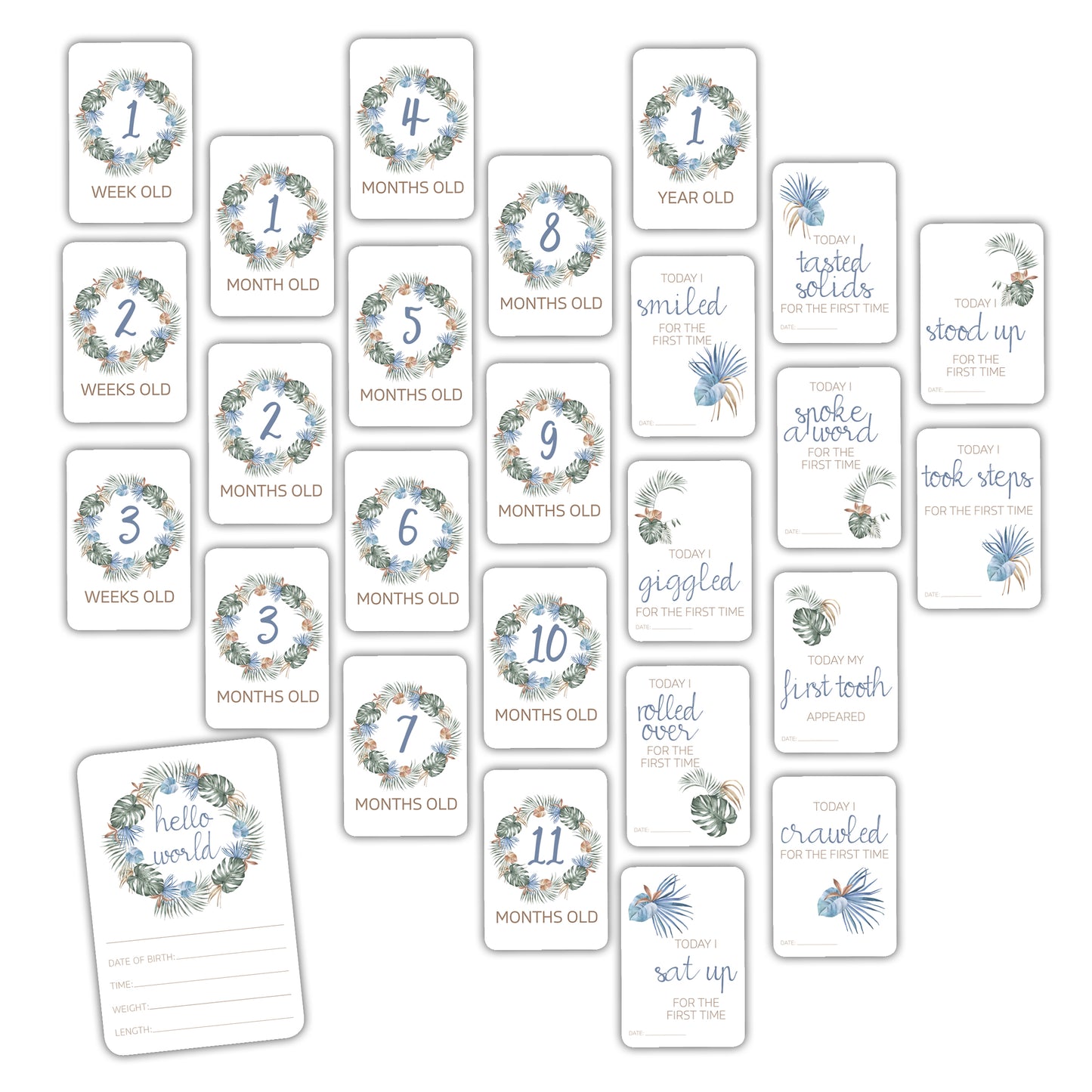 Tropical Coastal Palm Baby Milestone Cards