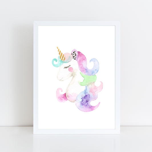 Watercolour Unicorn - Wall Art Print